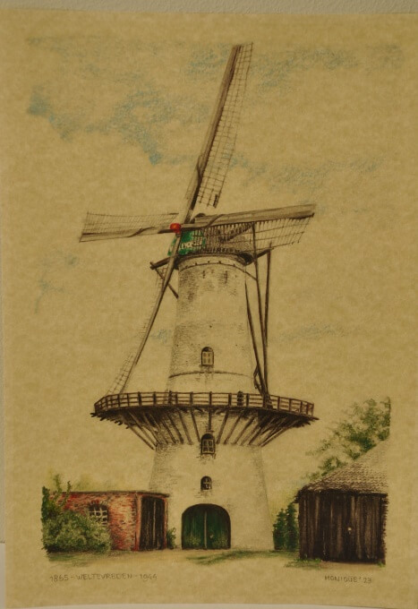 Potloodtekening Molen Weltevreden